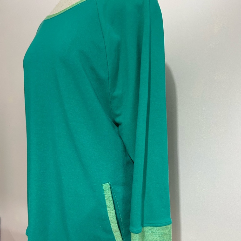Weekends by Chico’s stylish aqua green, lightweight fleece pullover, sz 2/large - Picture 3 of 7
